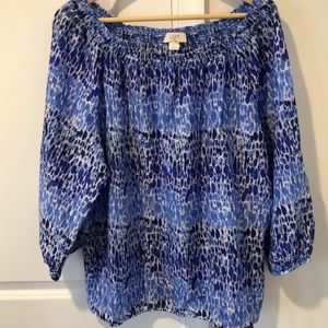 LOFT Blue and white blouse. Size XL